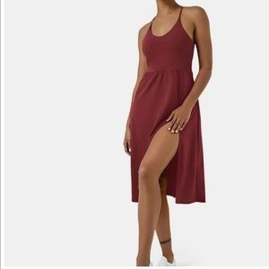 HALARA Fired Brick Red everyday midi chill dress La-Land